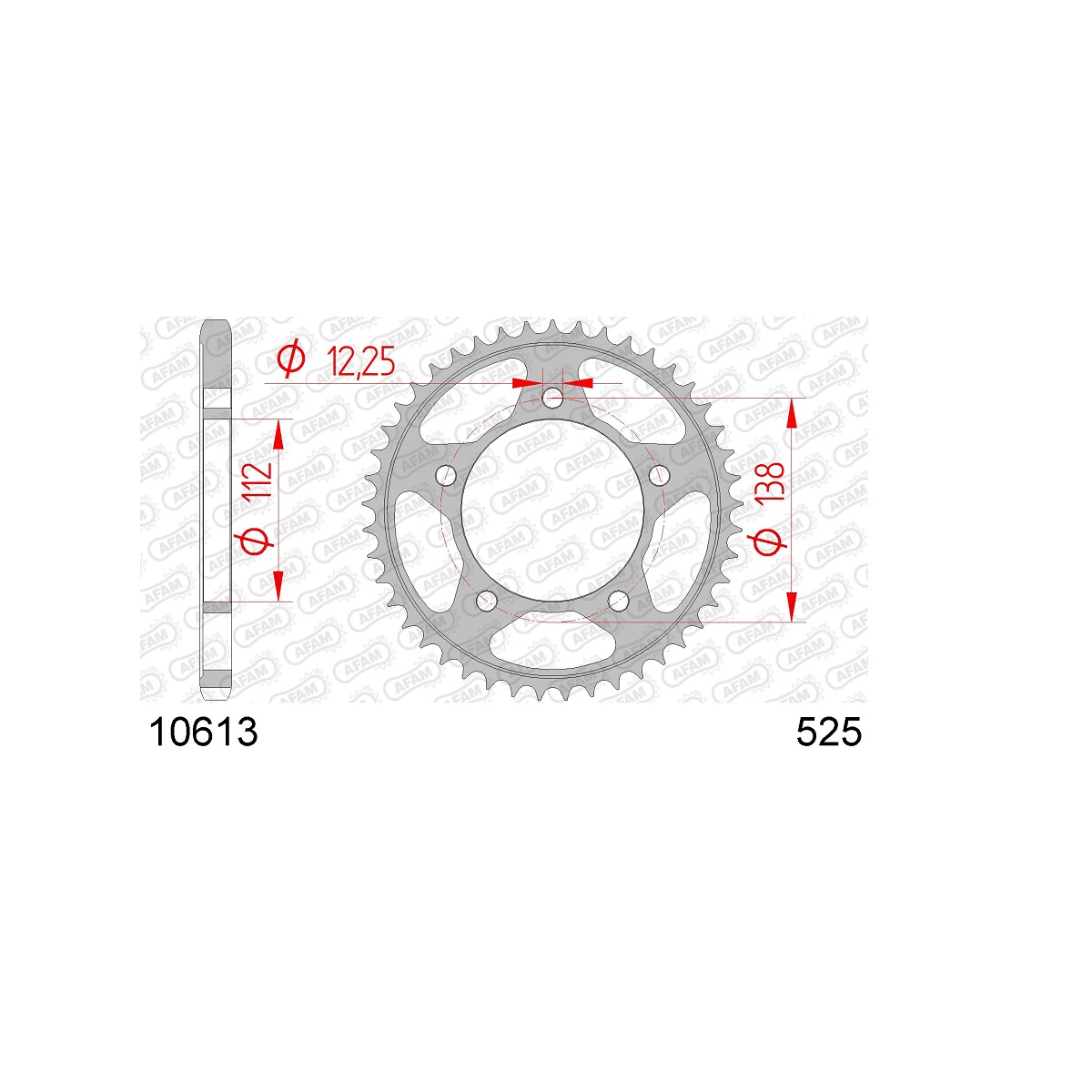 Звезда ведомая (задняя) AFAM под 525 цепь (JTR1304)