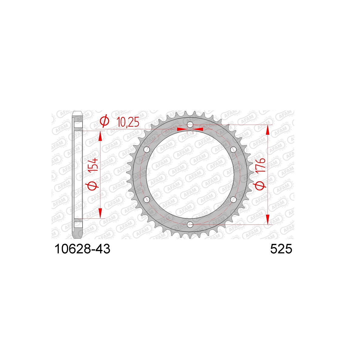 Звезда ведомая (задняя) AFAM под 525 цепь (JTR1346) Звезда ведомая (задняя) AFAM под 525 цепь (JTR1346)