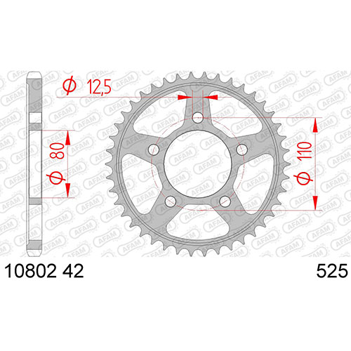 Звезда ведомая (задняя) AFAM под 525 цепь