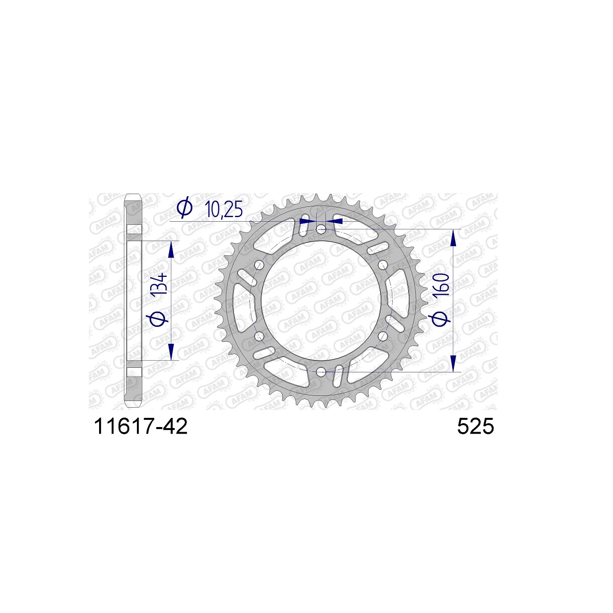 Звезда ведомая (задняя) AFAM под 525 цепь (JTA1307) Звезда ведомая (задняя) AFAM под 525 цепь (JTA1307)