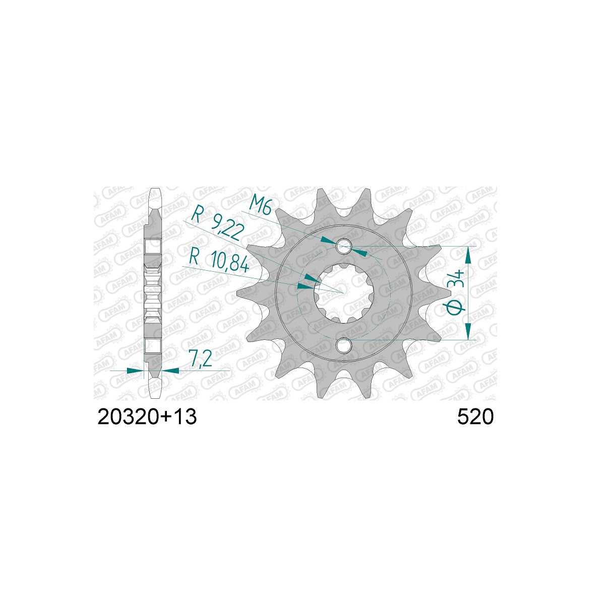 Звезда ведущая (передняя) AFAM под 520 цепь (JTF1321) Звезда ведущая (передняя) AFAM под 520 цепь (JTF1321)