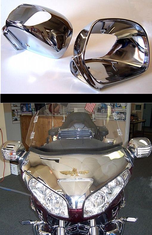 Хромированные корпуса зеркал (пара) для Honda GL1800 Gold Wing 45-1232 Хромированные корпуса зеркал (пара) для Honda GL1800 Gold Wing 45-1232
