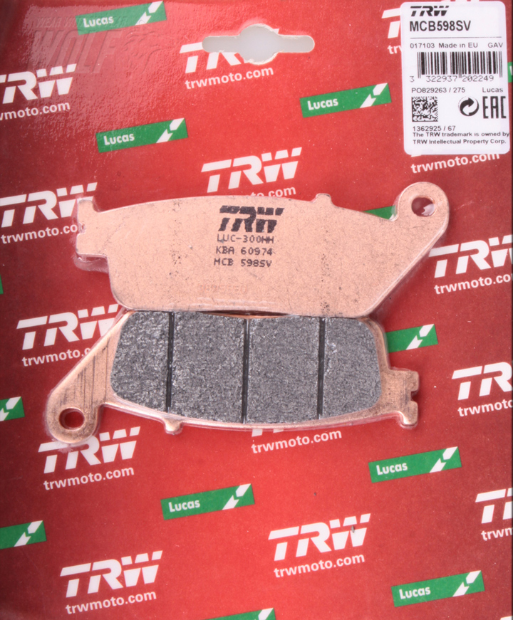 Тормозные колодки передние TRW для мотоцикла Honda Тормозные колодки передние TRW для мотоцикла Honda