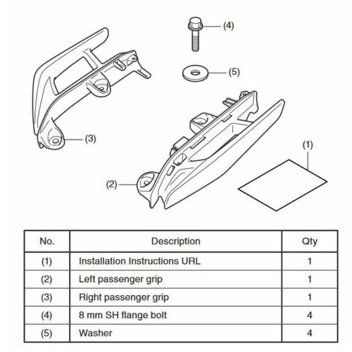 Оригинальные рукоятки пассажирского сиденья для Honda GL1800 Gold Wing (2021 - 2024)