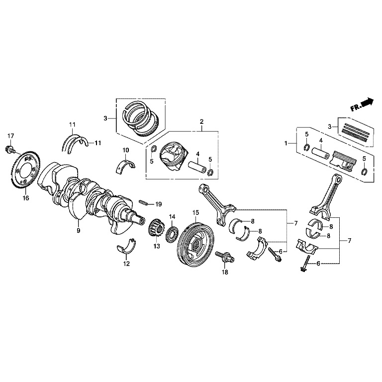 Коленвал, поршень Honda Pilot 3 (3.0L) Коленвал, поршень Honda Pilot 3 (3.0L)