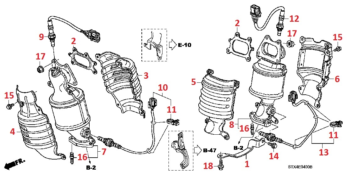 Катализаторы, датчики кислородные, комплектцующие для Acura MDX 2 Катализаторы, датчики кислородные, комплектцующие для Acura MDX 2