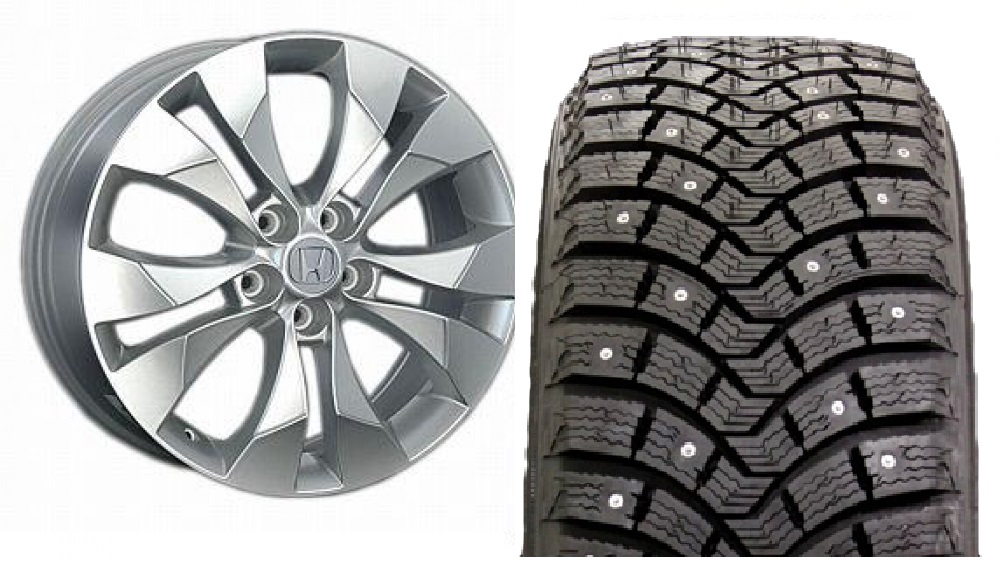 Комплект колес в сборе MICHELIN LATITUDE XIN2 102T шип 17R + оригинальные диски Honda. Комплект колес в сборе MICHELIN LATITUDE XIN2 102T шип 17R + оригинальные диски Honda.