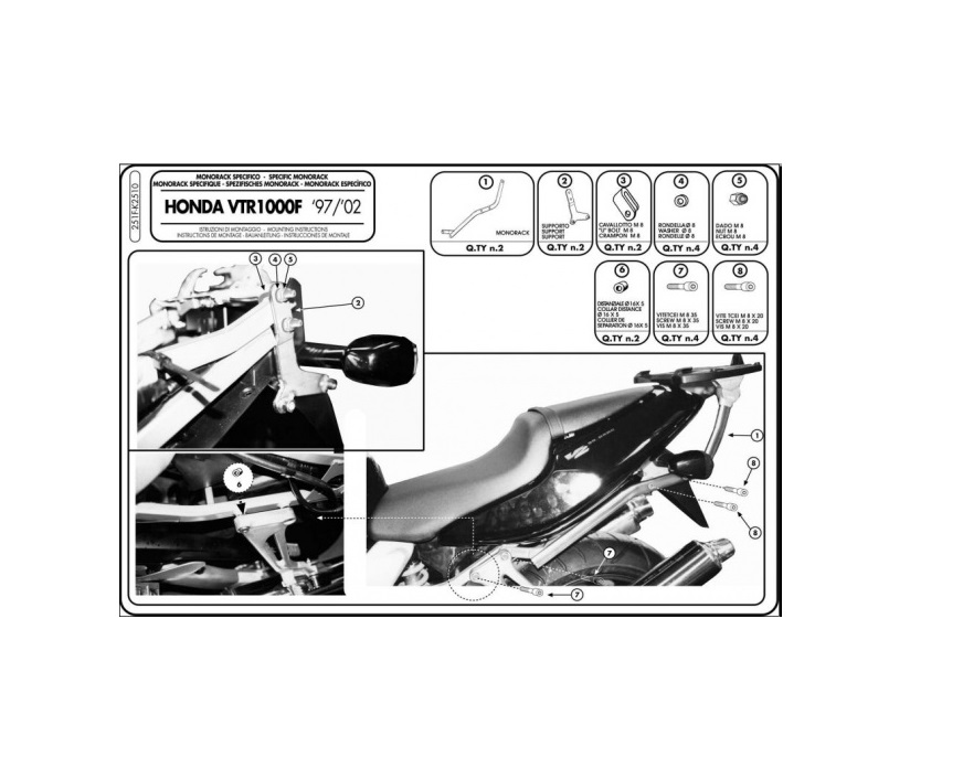 Крепёж кофра Givi для Honda VTR1000F 1997-2004 Крепёж кофра Givi для Honda VTR1000F 1997-2004