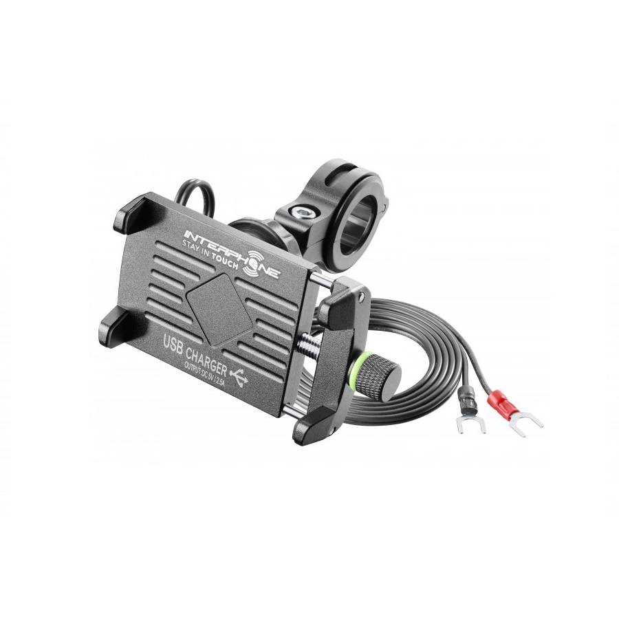 Универсальный держатель телефона с зарядкой USB INTERPHONE MOTO CRAB EVO USB с креплением на руль Универсальный держатель телефона с зарядкой USB INTERPHONE MOTO CRAB EVO USB с креплением на руль