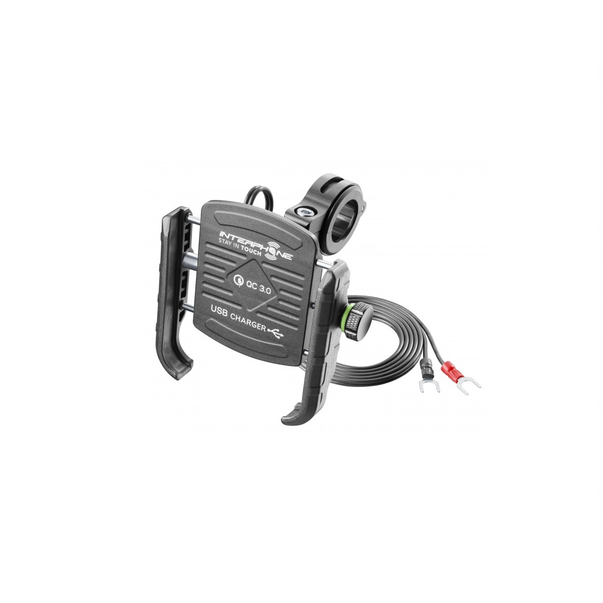 Универсальный держатель для телефона с зарядкой USB INTERPHONE SMMOTOCRABUSB с креплением на руль Универсальный держатель для телефона с зарядкой USB INTERPHONE SMMOTOCRABUSB с креплением на руль