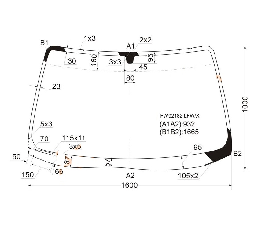 Стекло лобовое ACURA MDX 2001-2006 XYG Стекло лобовое ACURA MDX 2001-2006 XYG