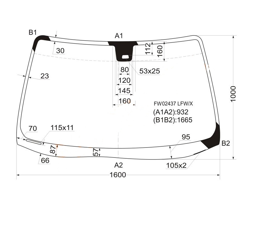Стекло лобовое ACURA MDX 2004-2006 XYG Стекло лобовое ACURA MDX 2004-2006 XYG