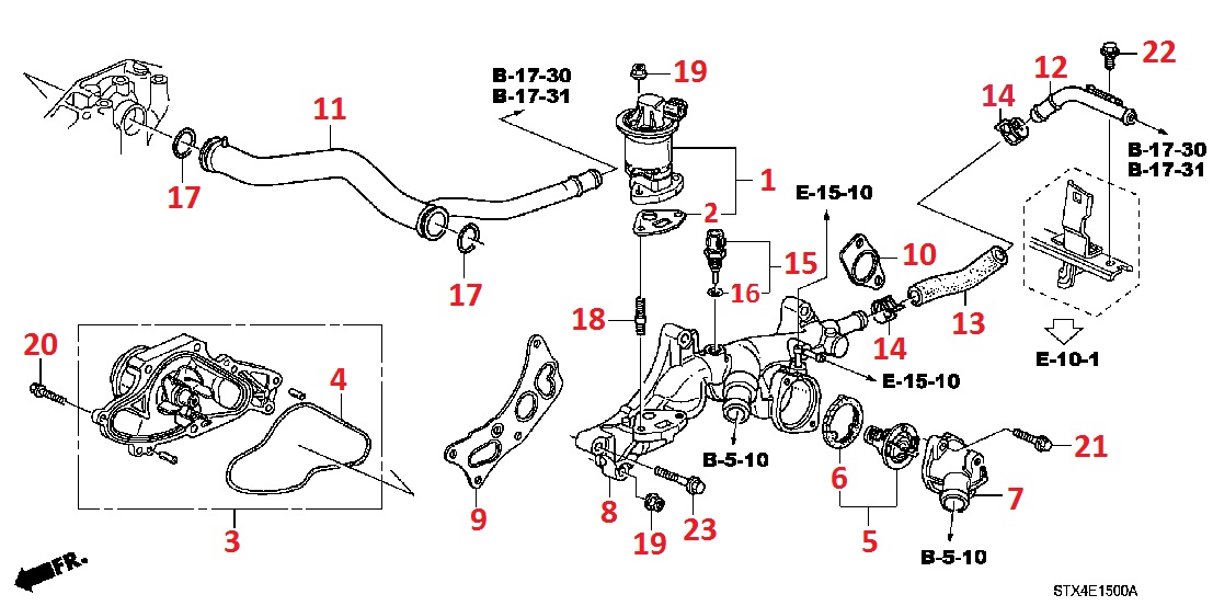 Водяная помпа, клапан EGR, термостат и Комплектующие для Acura MDX 2