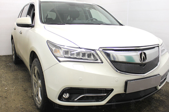 Защита верхней решетки радиатора Strelka (черная) для Acura MDX III Защита верхней решетки радиатора Strelka (черная) для Acura MDX III