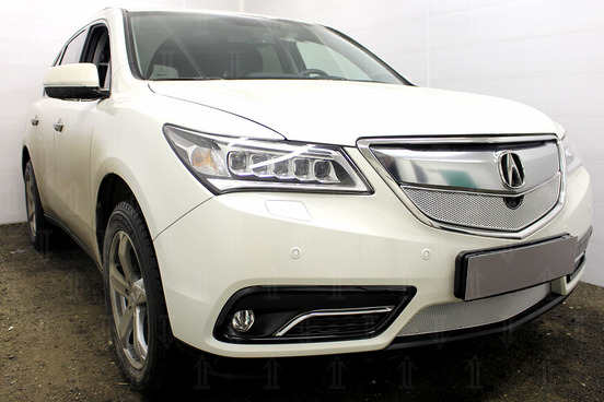 Защита верхней решетки радиатора Strelka (хром) для Acura MDX III Защита верхней решетки радиатора Strelka (хром) для Acura MDX III
