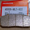 Оригинальная колодка тормозная передняя для мотоцикла HONDA 45106ML7922 (45106-ML7-922)
