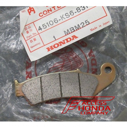 Оригинальная колодка тормозная передняя для мотоцикла HONDA 45106KS6831 (45106-KS6-831)
