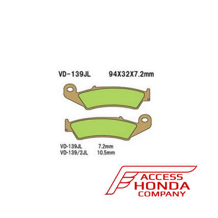 Тормозные колодки VESRAH VD 139/2JL для мотоциклов Honda